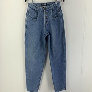 Vintage‎ Womens 27X30 Button Fly Rib Cage Mom Jeans High Waist Grunge Barrel Leg